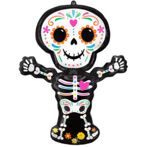 Foliový balonek halloween - Day of the dead holografický kostlivec 66 x 86 cm