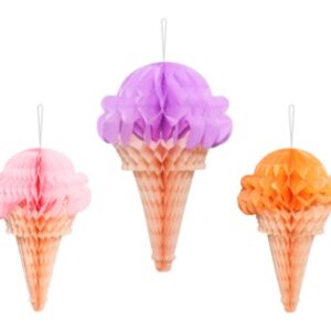 Závěsné dekorace z hedvábného papíru Zmrzlina, 20 - 30 cm